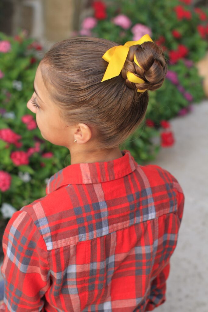 Side view of the Braided Bun w/Ribbon | Updo Hairstyles