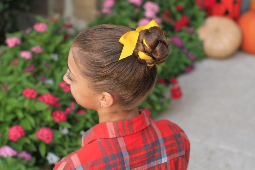 Side view of the Braided Bun w/Ribbon | Updo Hairstyles