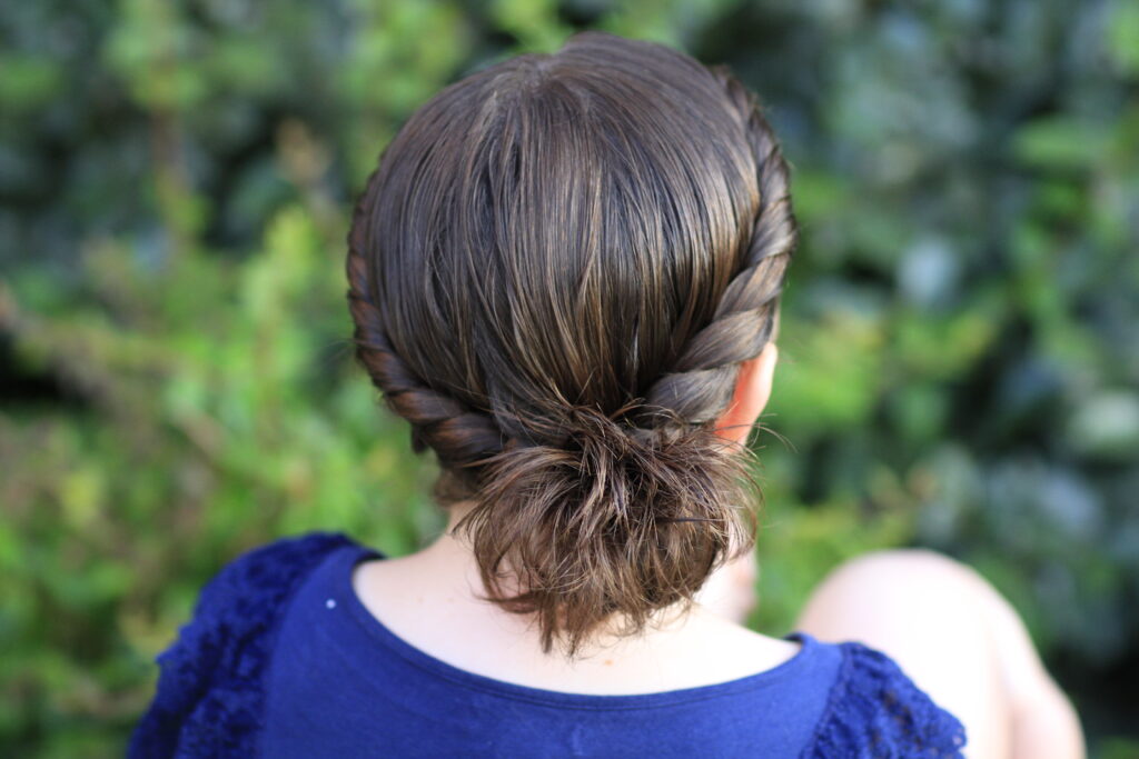 Back view of the Twistbacks into Side Ponytail