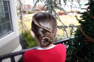 Back view of the Forward Twistback into Bun | Updo Hairstyles