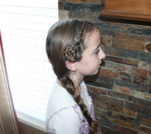 Side view of the Reverse French Headband into a Rose