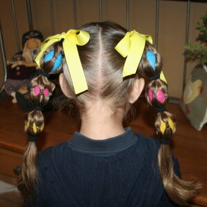 Back view of the Egg Tails hairstyle | Easter Pigtails