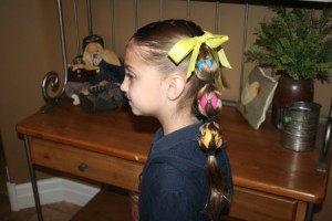 Side view of the Egg Tails hairstyle | Easter Pigtails