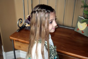 Side view of the Waterfall Braid with Crimps