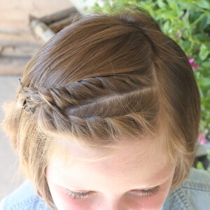 Top view of the Double French Twistback | Short Hairstyles