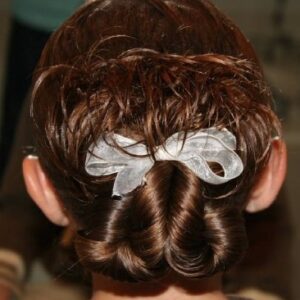 Back view of the Pretzel Twist into Messy Bun