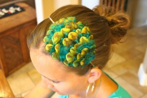 Young girl wearing homemade the Feather Headbands