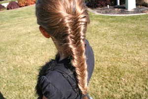 Back side view of the Fishtail {Herringbone} French Braid