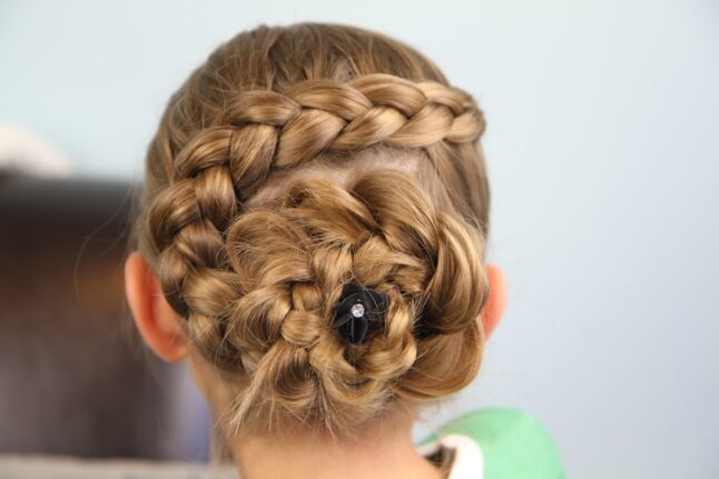 Back view of the Dutch Braided Flower | Updo Hairstyles