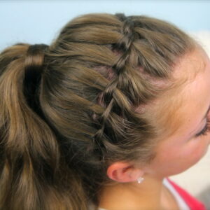 Top view of the Waterfall Braided Headband into Hair-Wrapped Ponytail