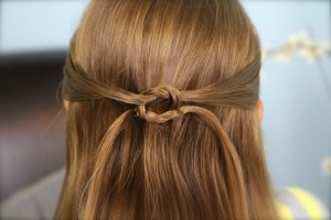 Back close-up view of Pullbacks into Square Knot | Hairstyles for Long Hair