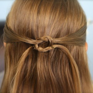 Back close-up view of Pullbacks into Square Knot | Hairstyles for Long Hair