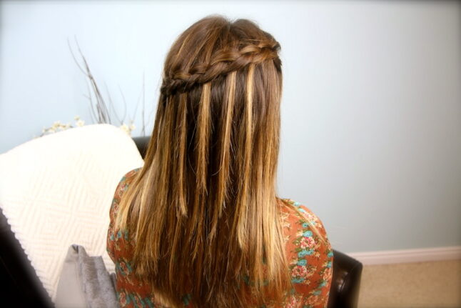 Back view of DIY Dutch Waterfall Braid | Popular Hairstyles