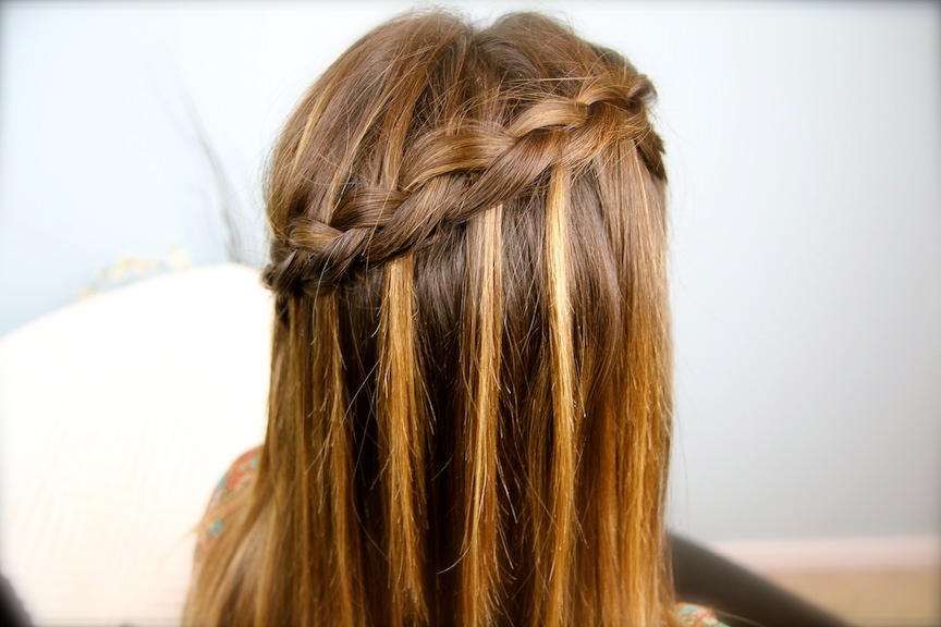 Image of Dutch braid waterfall braid hairstyle