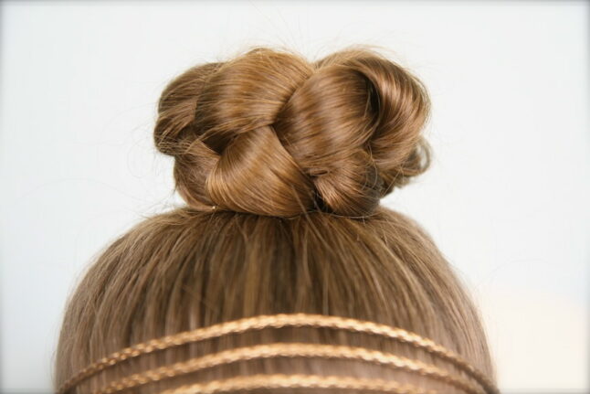 Close-up view of Simple Braided Bun Hairstyle