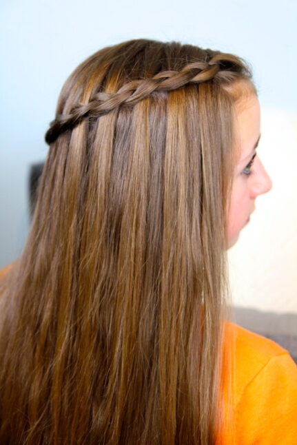 Side view of Dutch Waterfall Braid | Cute Girls Hairstyles