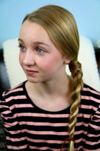 Portrait of a young blonde girl modeling Hair-Wrapped Rope Braid {Plait} | Easy Hairstyles