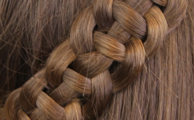 Close-up view of 4-Strand Slide Up Braid | Cute Girls Hairstyles