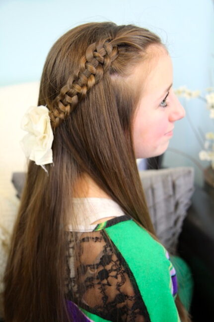 Side view of 4-Strand Slide Up Braid | Cute Girls Hairstyles