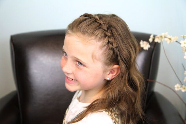 Portrait of a little girl modeling Lace Braid Headband | Cute Girls Hairstyles