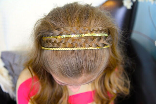 Top view of Double Braided Sparkle Headband