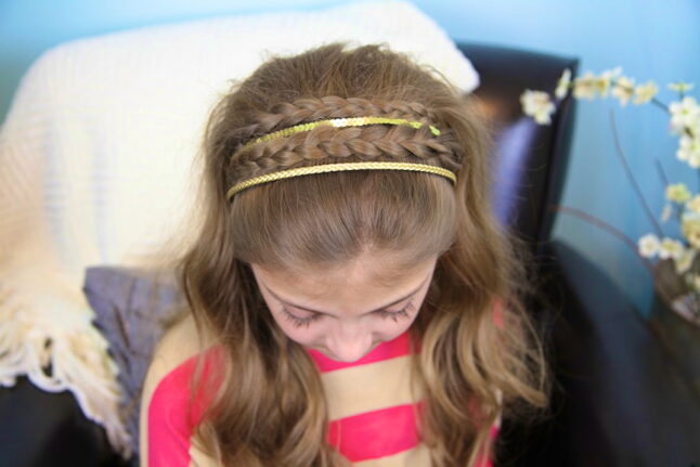 Top view of Double Braided Sparkle Headband