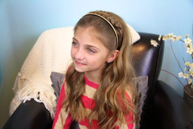 Portrait of a young girl modeling the Double Braided with Sparkle Headband