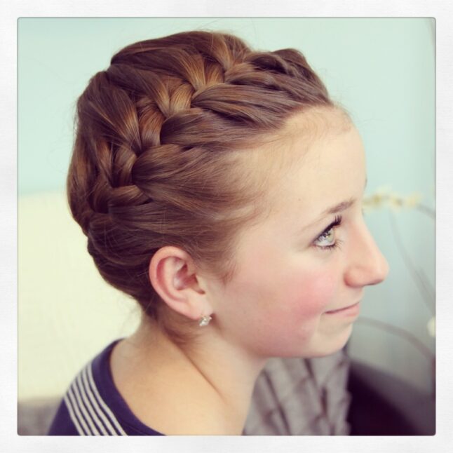 Side view of Starburst Crown Braid | Updo Hairstyles