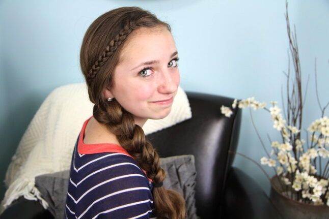 Portrait of young girl modeling The Nested Braid | Cute Braids | Hairstyles