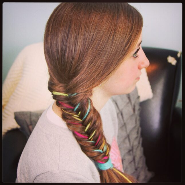 Yarn Fishtail Braid | Temporary Color Highlights | Cute Hairstyles