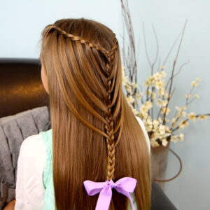 Back view of Waterfall Twists into Mermaid Braid | Cute Hairstyles