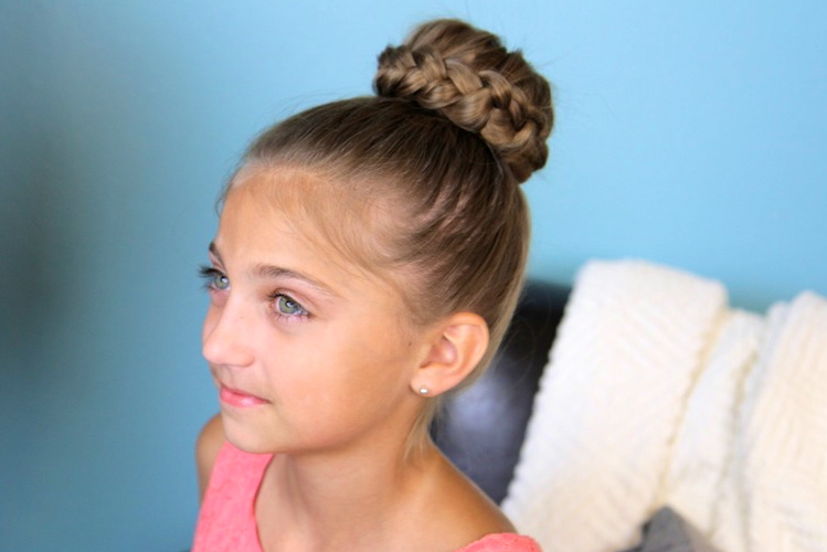 Portrait of young girl modeling Lace Braided Bun | Cute Updo Hairstyles