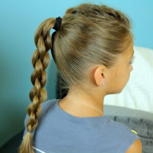 Back view of young girl modeling Single French back into Round Braid | Back-to-School Hairstyles