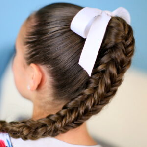 Back view of young girl modeling Box {4-Sided} Fishtail Braid | Cute Braids