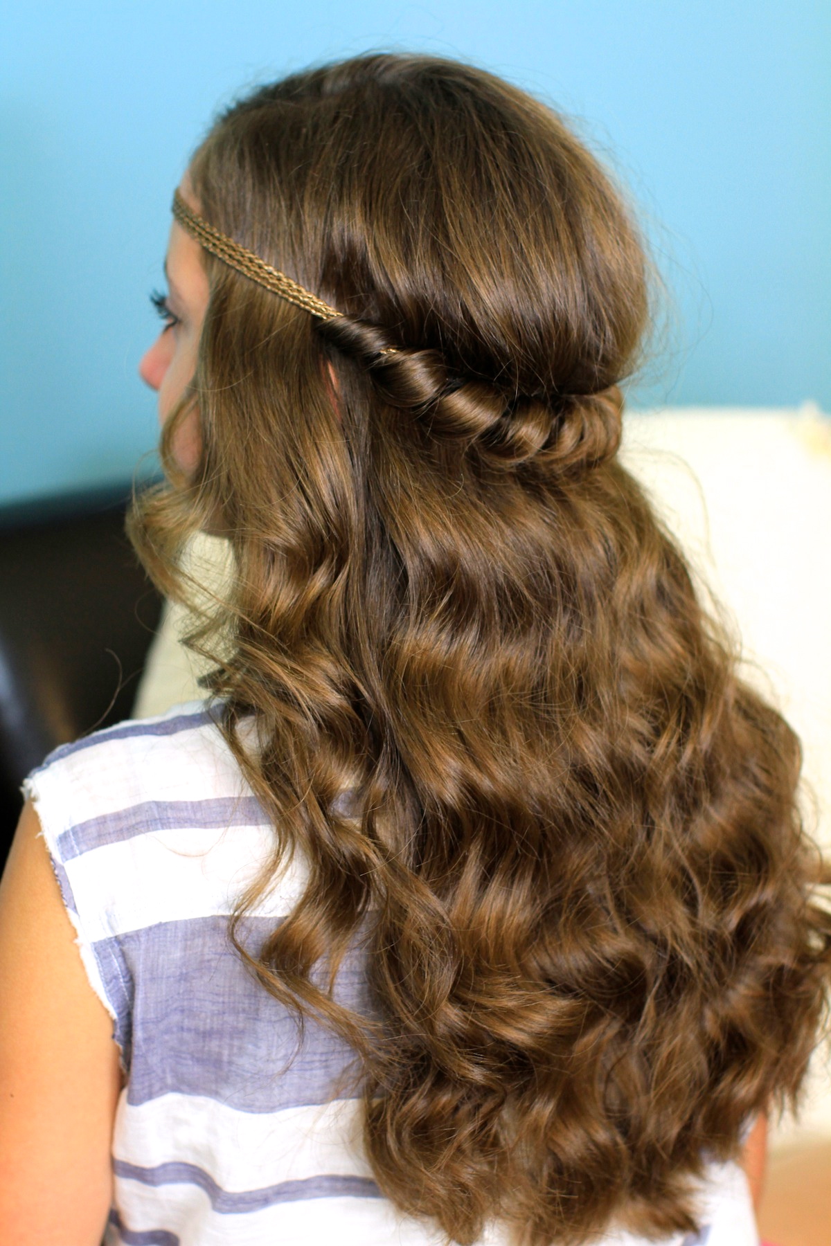 Headband Twist Half Up Half Down Hairstyles Cute Girls