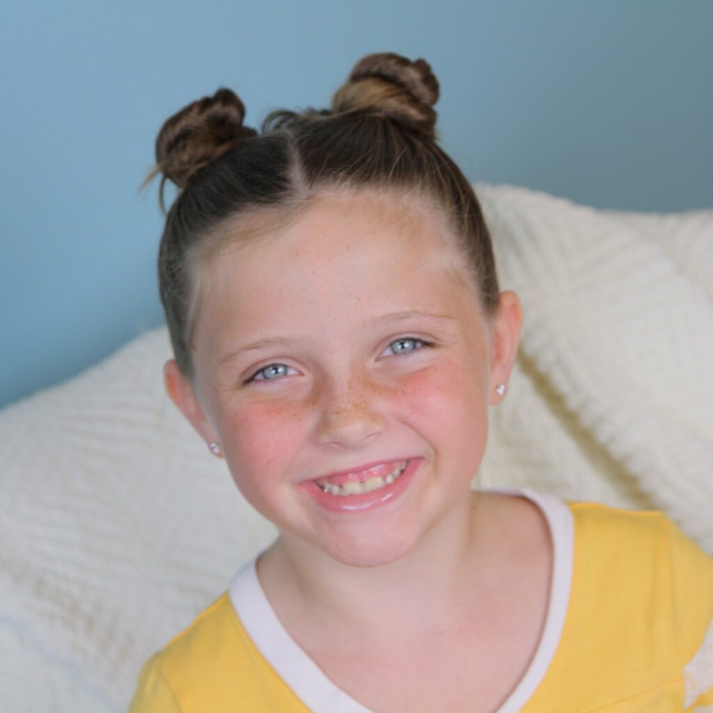 Portrait of little girl modeling Not-So-Hidden-Mickey | Disney Hairstyles