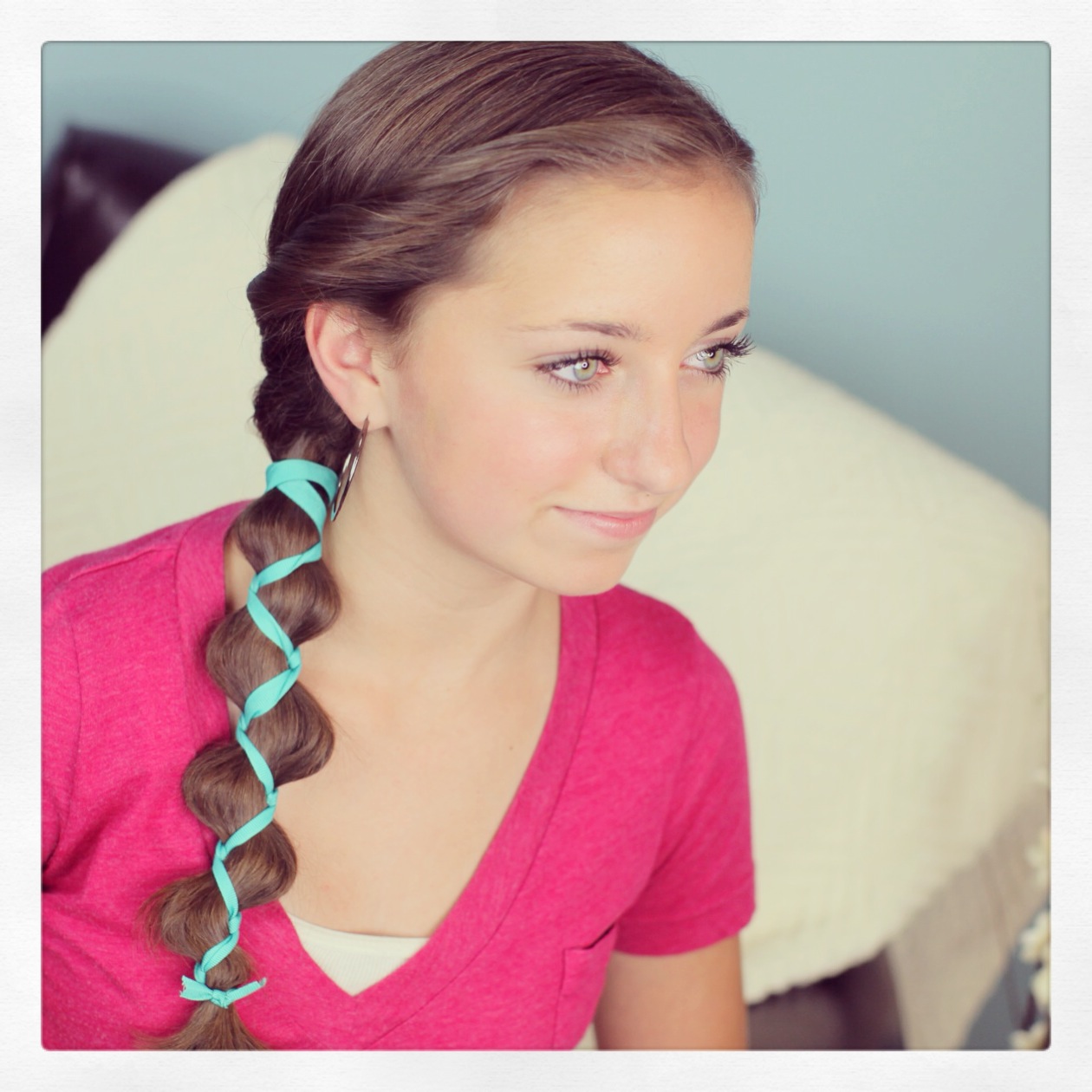 Ribbon Accented Loony Braid Hairstyle Ideas Cute Girls Hairstyles 