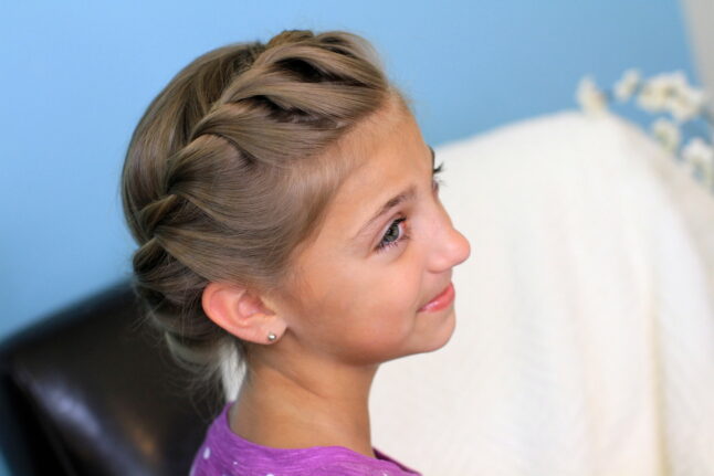 Portrait of young girl modeling Crown Rope Twist Braid | Updo Hairstyles