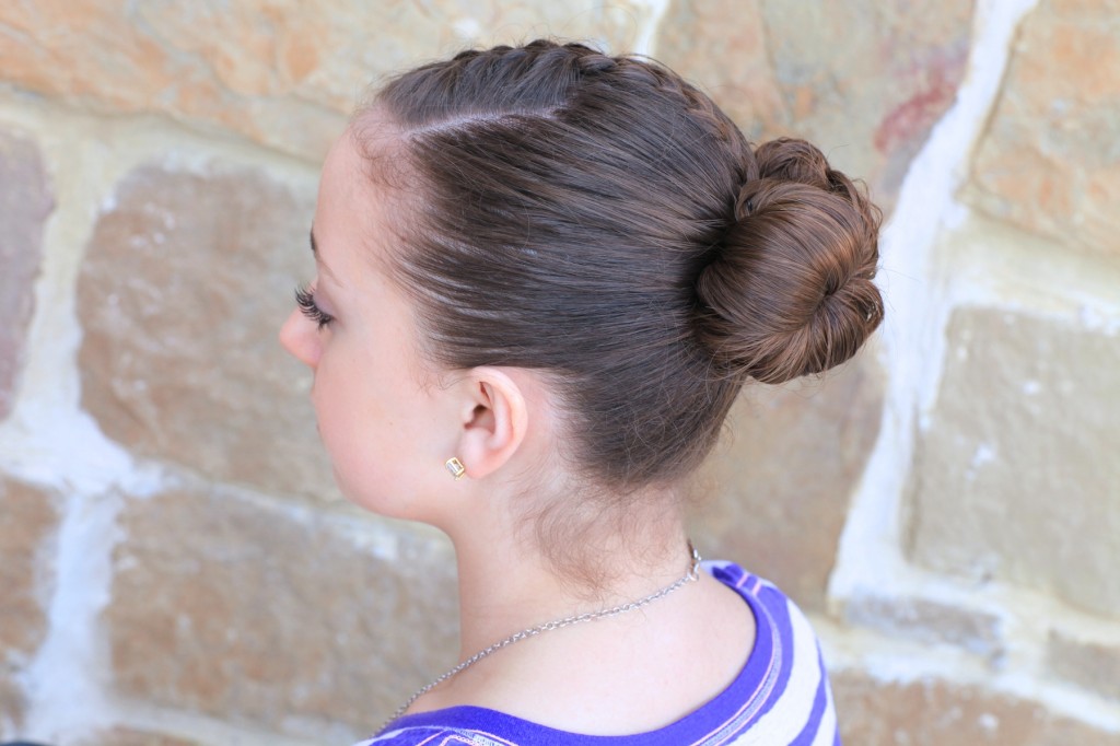 Young girl outside modeling Infinity Bun | Updo Hairstyles