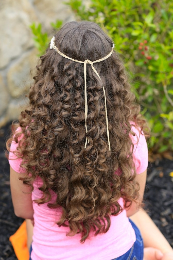 (After) Young girl modeling No-Heat Paper Towel Curls (Back)