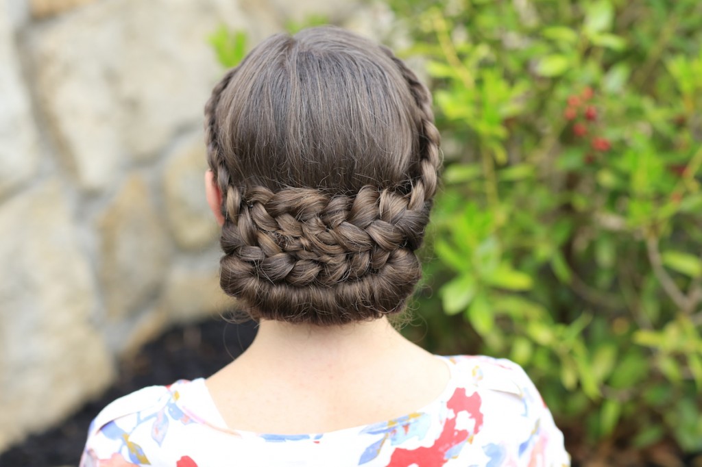 Young girl outside modeling Lace-Rolled Updo Hairstyle