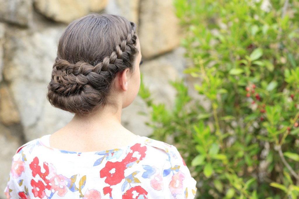 Young girl outside modeling Lace-Rolled Updo Hairstyle