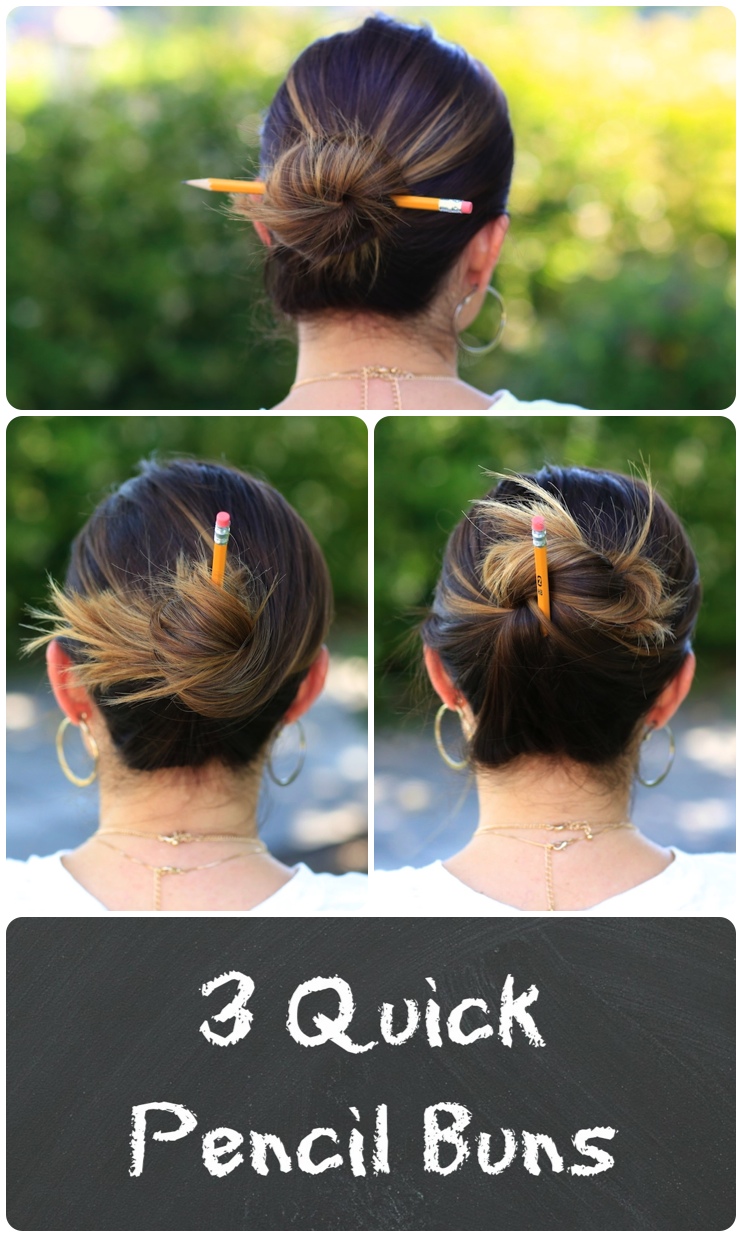 3 Easy Pencil Bun Ideas Back To School Hairstyles Cute