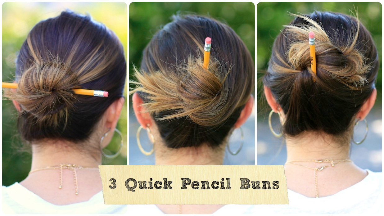 3 Easy Pencil Bun Ideas Back to School Hairstyles Cute Girls