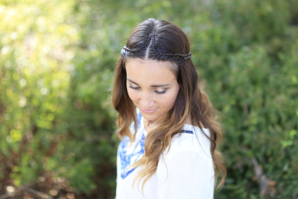 Woman outside modeling Boho Lace Tieback | Bohemian Chic Hairstyles