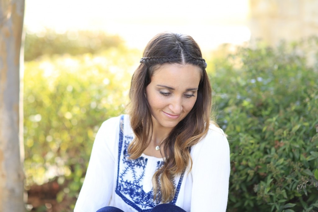 Woman outside modeling Boho Lace Tieback | Bohemian Chic Hairstyles