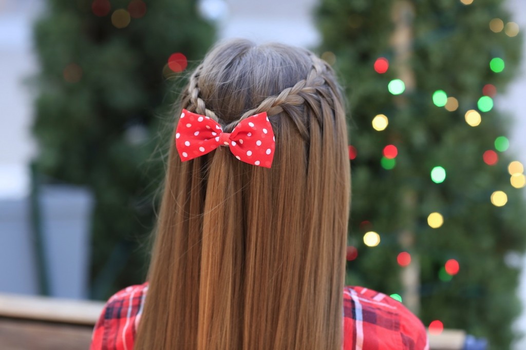 Young girl outside modeling Upward Lace Braid