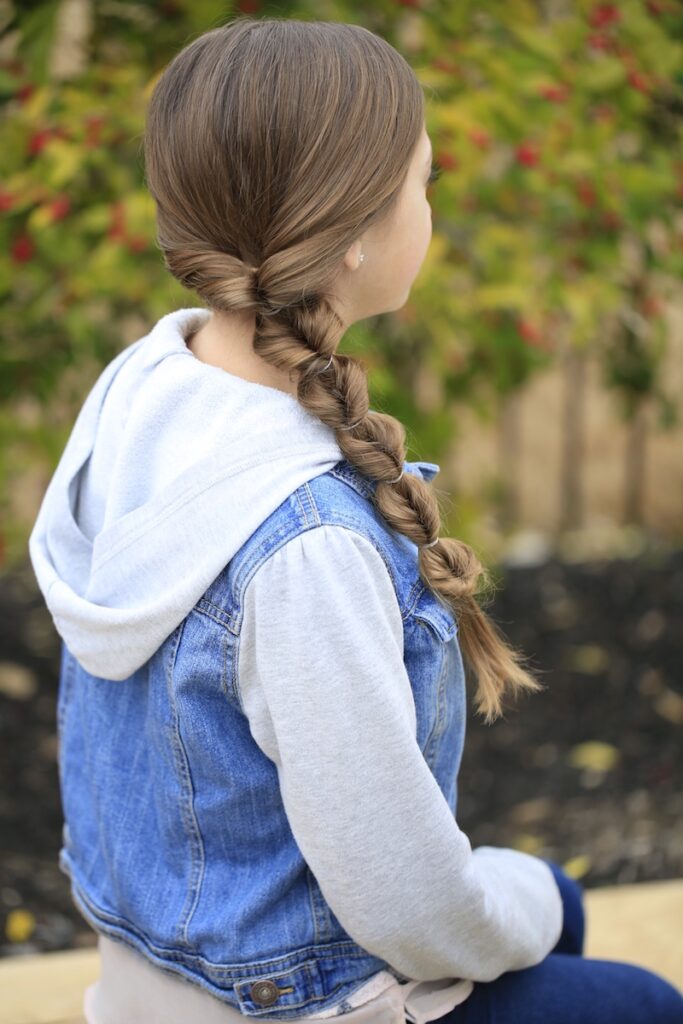 Little girl outside modeling Cute Heart Accents | Valentine's Day Hairstyles