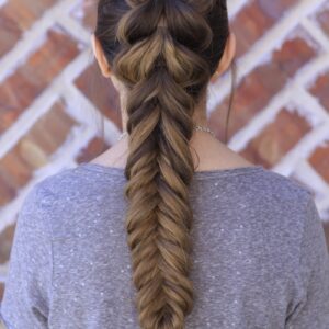 Young girl outside modeling the Pull-Through Fishtail Braid Combo