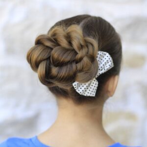 Young girl outside modeling Rope Twisted Bun | Hairstyles for Prom